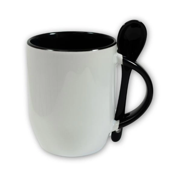 Tazas con cucharilla, asa e interior de color - M-SPI