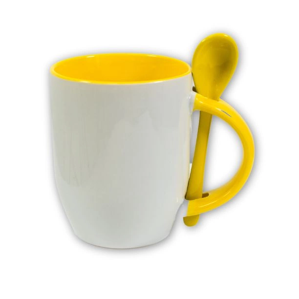 Tazas con cucharilla, asa e interior de color - M-SPI