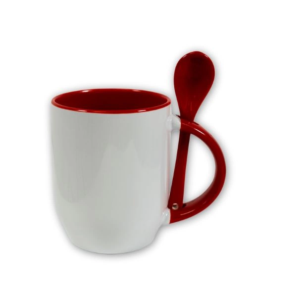 Tazas con cucharilla, asa e interior de color - M-SPI