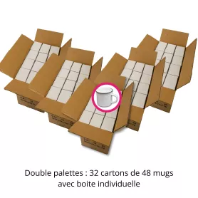 Palet doble de Tazas esmaltadas A para sublimar en caja individual 12oz/370ml
