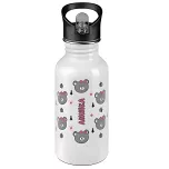 Botella blanca de acero inoxidable con boquilla plegable y pajilla (ADC134)