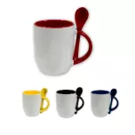 Tazas con cucharilla, asa e interior de color - M-SPI